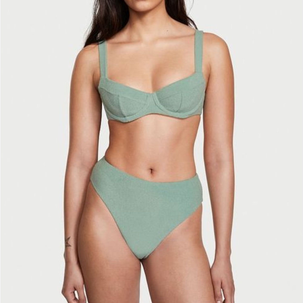 Victorias Secret Green Essential Terry Wicked Swim Set